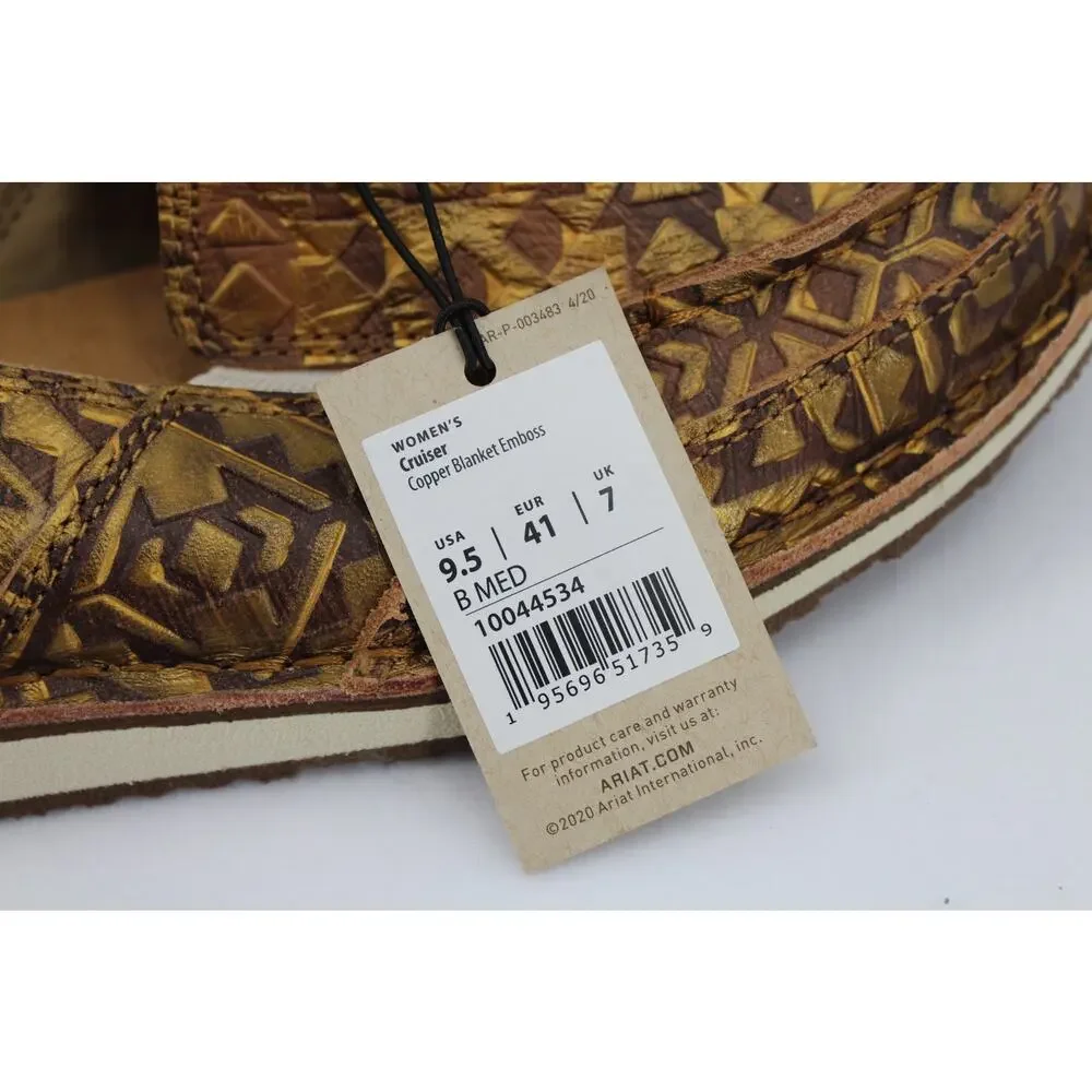 Ariat Cruiser Women's 9.5 Copper Blanket Emboss Casual Slip-On Shoes New